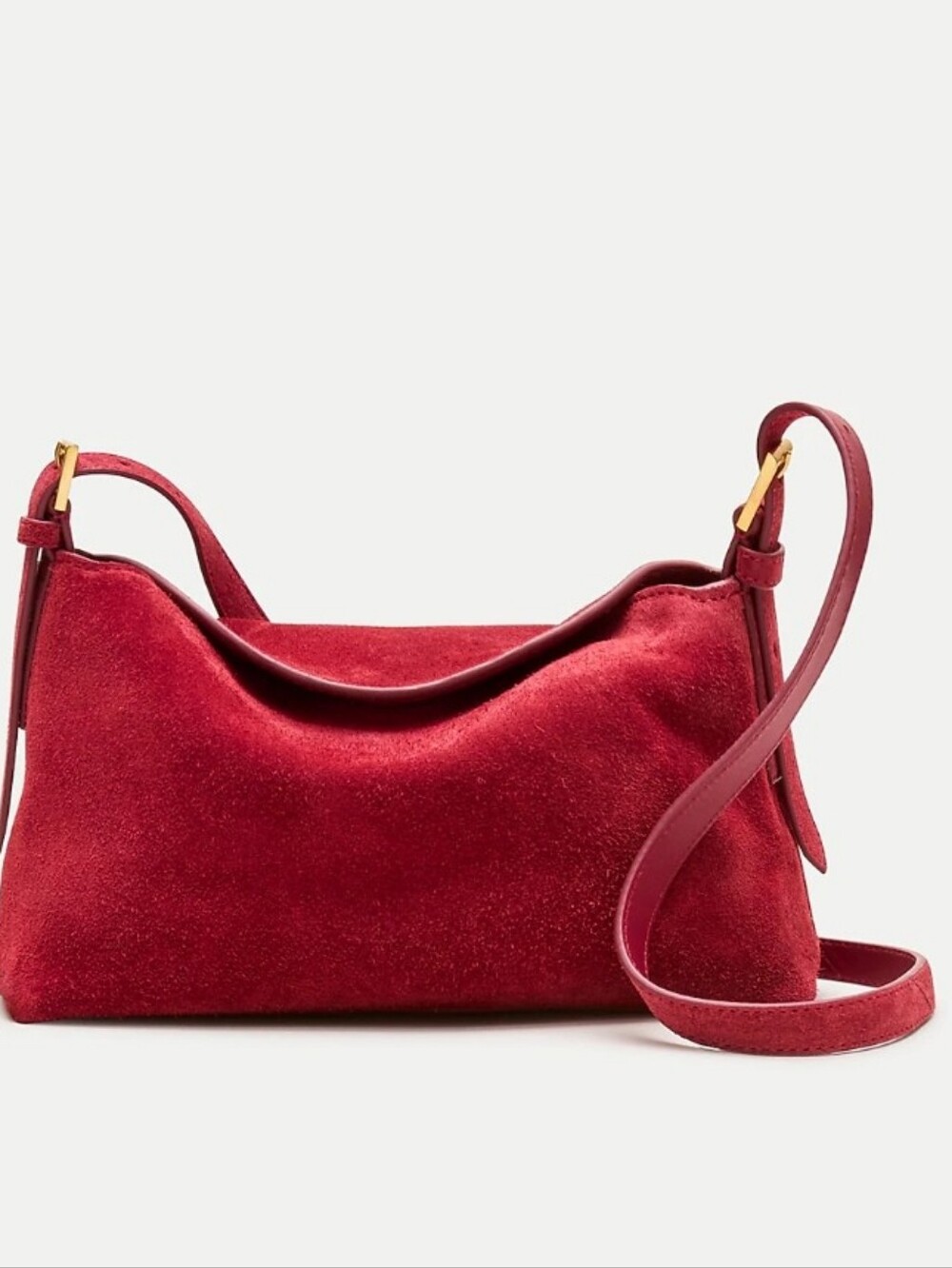 J.Crew Berkeley Suede Small Shoulder Bag With Crossbody Strap In Radiant Ruby